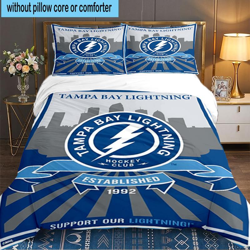 Tampa Lightning Logo 3PCS Bedding set,Ideal for 1pc Duvet Cover And 2pcs Pillowcases Perfect for Fan gift,Ideal for Bedroom, Dormitory