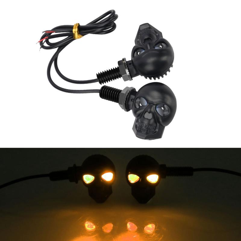 2Pcs Motorcycle Led Skull Shape Waterproof Turn Light Auxiliary Headlights Scooter Driving For Racer Spotlight