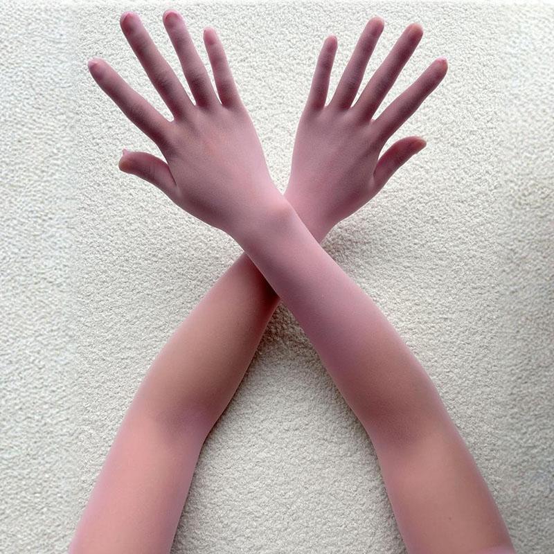 Solide Nylon Ultra-dünn Nahtlos Sexy Hohe Elastizität Enge Strumpfhose Handschuhe Lang Sonnenschutz Damen Tanzparty Nachtclub Cosplay One Size gray