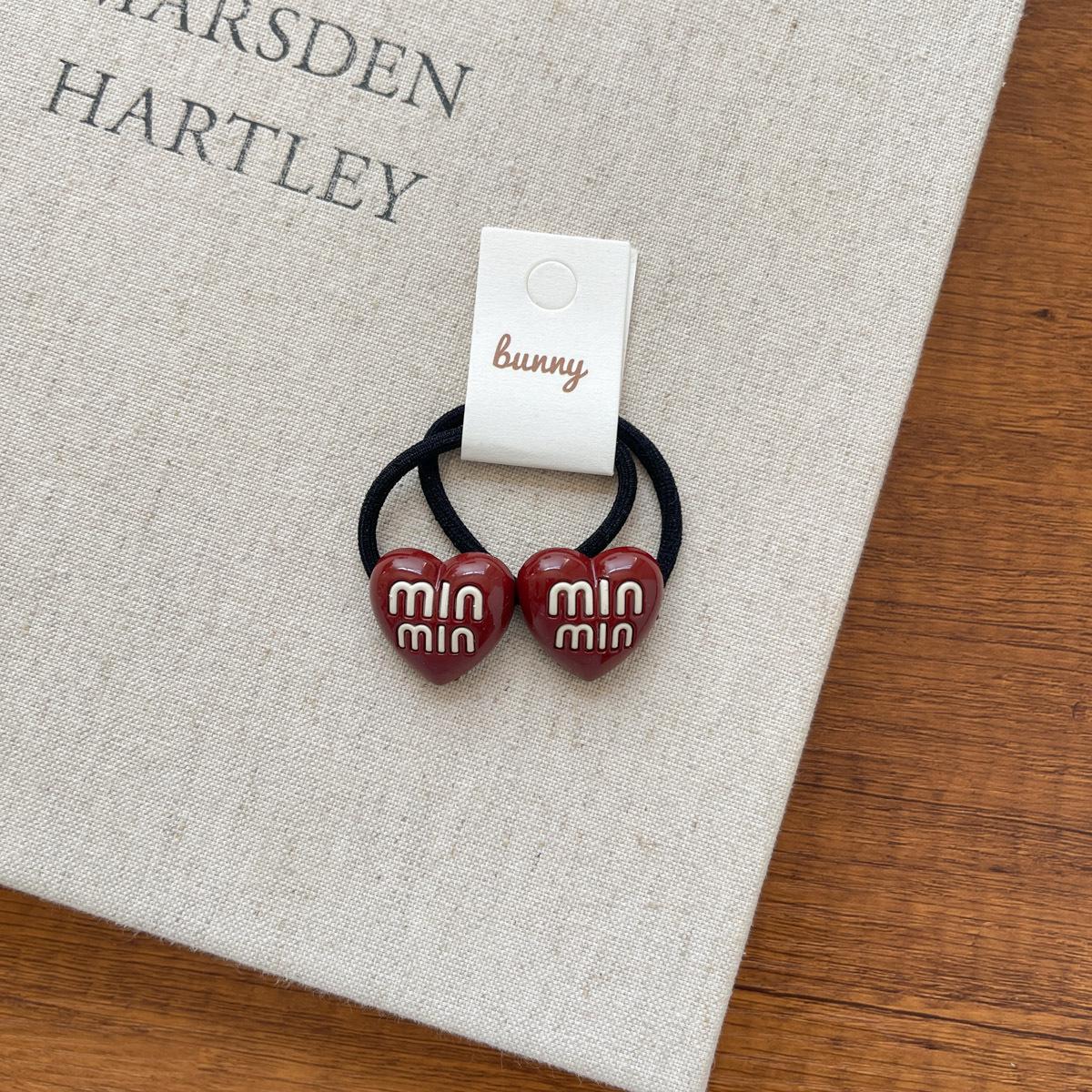 

Металлические винно-красные резинки для волос в форме сердца для девочек