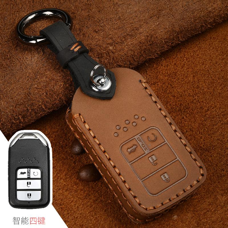 Leather Smart Remote Car Key Case Cover For Honda Vezel City Civic Jazz Brv Br-V Hrv Key Case 2Btn Car Accessories