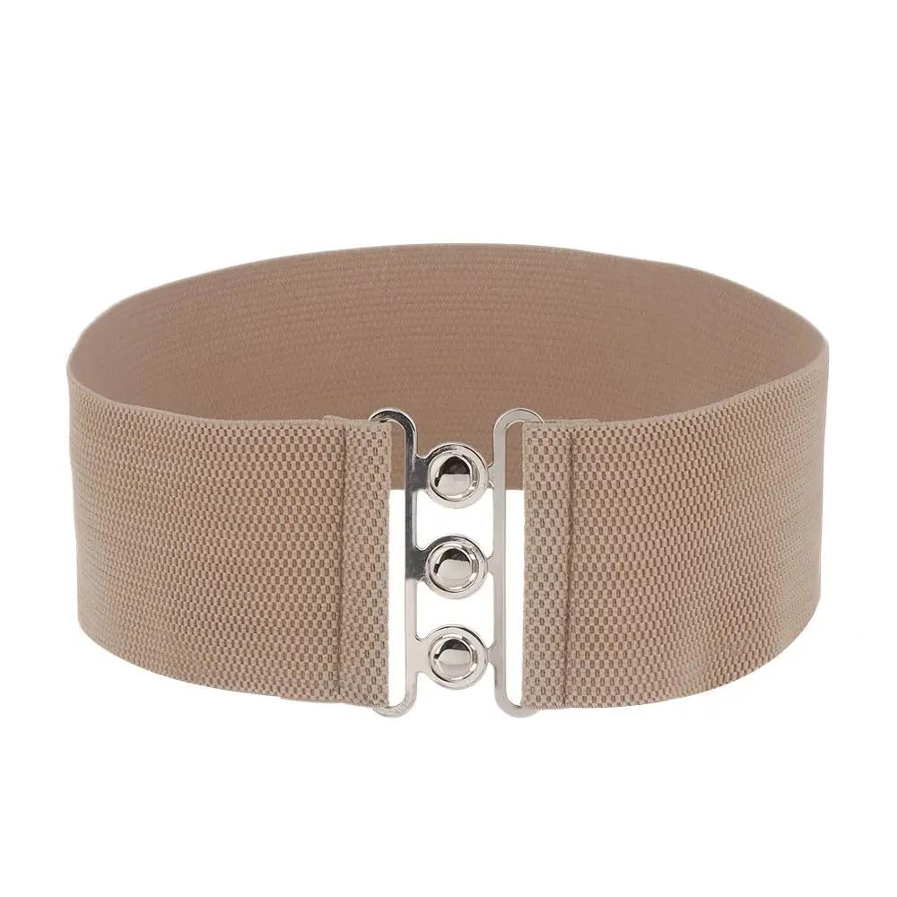 2026 New Women Fashion Wide Elastic Belt Metal Buckle Cinch Waistband Ladies Dress Waist Band Cummerbands Casual Stretch Belt
