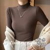 Knitted Semi-turtleneck Bottoming Shirt for Women's New Autumn and Winter with Black and White Autumn Clothes, Medium Collar Pullover, Long Sleeves