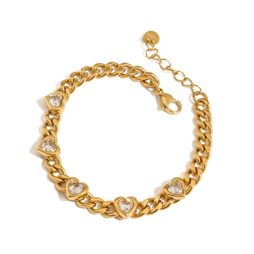 Waterproof Chic Charm Bangle Fashion Hand Chain Non-fading Cuban Bracelet  Hand Accessory