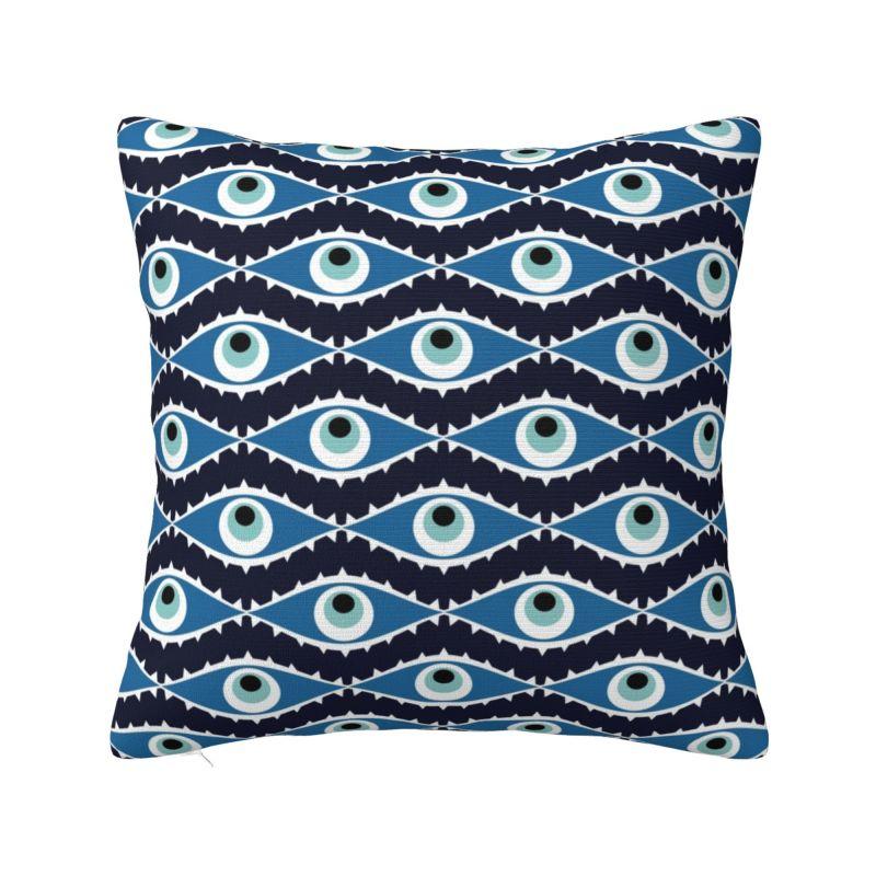 Custom Mediterranean Evil Eye Luxury Pillow Cover Home Decorative Turkish Amulet Culture Cushions for Sofa