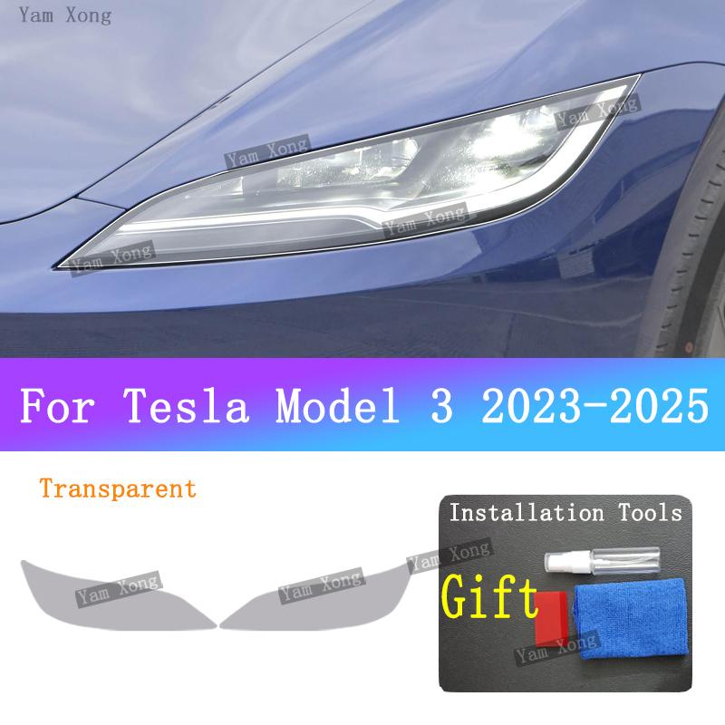 Für Tesla Model 3 Außen Scheinwerfer Rücklicht Transparente Schutzfolie Model 3+ Front Heck Schwarz Verfärbende Folien