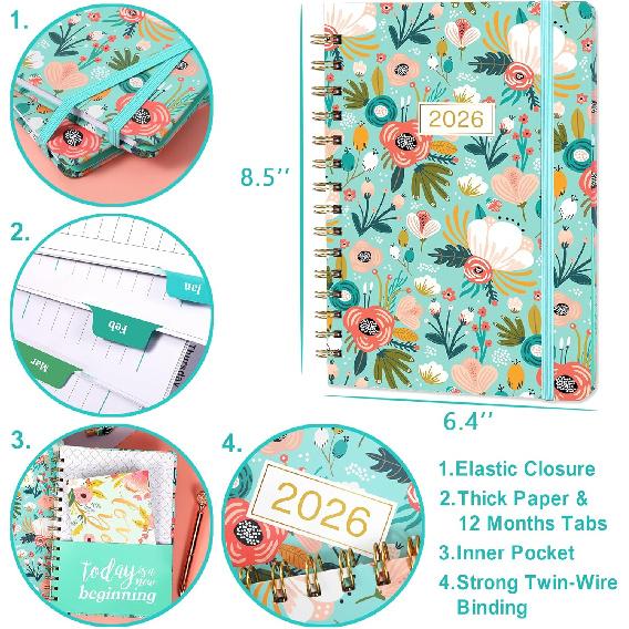 2026 Planner - 2026 Planner Weekly and Monthly form January to December 2026, Calendar Planner with Inner Pocket, Premium Paper, 6.4‘’ x 8.3''
