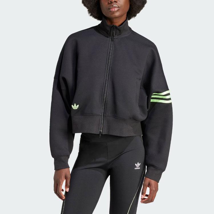 Adidas Originals Neuclassics Color Block Track Top, Women Loose Fit Sports Casual Outerwear Jacket Black IU2505