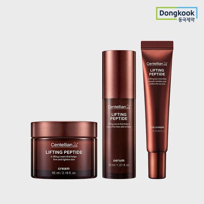 CENTELLIAN24 Liftingové peptidové sérum 30 ml + Krém 65 ml + Oční krém 15 ml Intenzivní liftingová elasticita Bělení Zlepšení vrásek Funkční