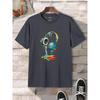 Summer Round Neck 3D Earphone Pattern Print Top Fashionable Casual Short Sleeved Men's T-shirts