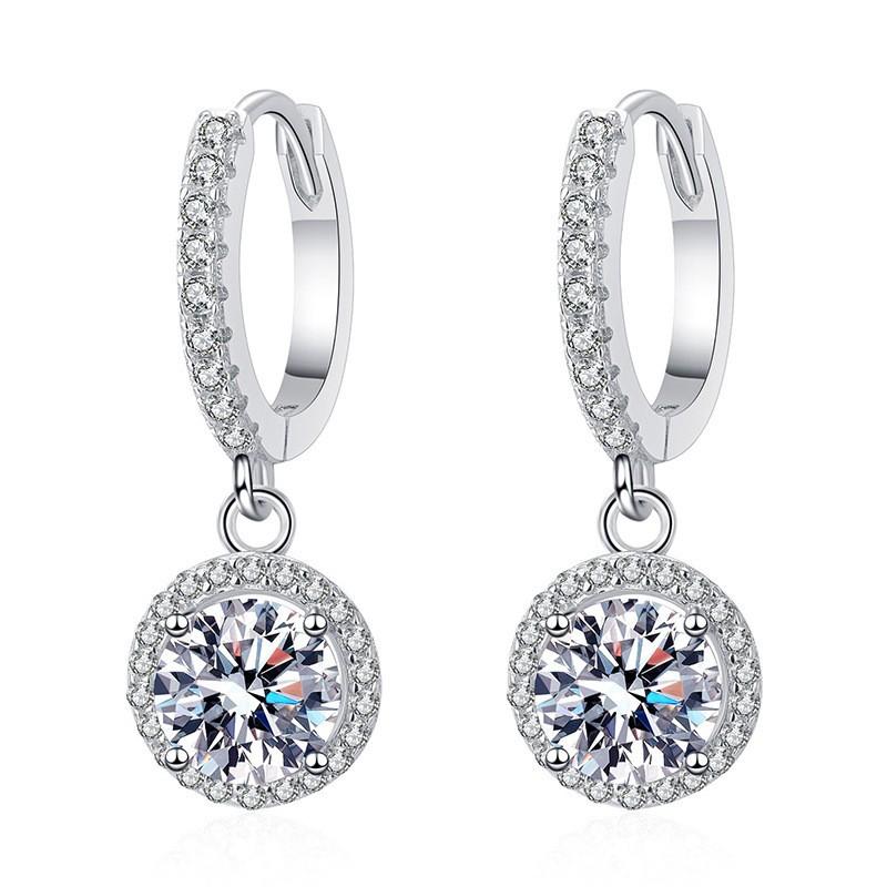 2026 Jewelry Silver-plated Earrings Zircon Short Earrings Hollow Zircon Ear Buckles