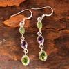 Peridot-Amethyst-Ohrring, handgefertigt, 100 % 925er Sterlingsilber, Geburtsstein August/Februar, Schmuck