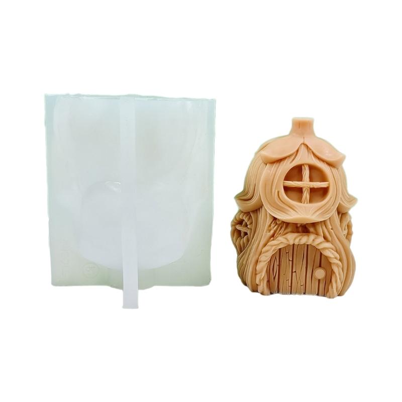 

3D Miniature Fairy House Candle Silicone Mold Creative Mushroom Pine House Candle Making DIY Gypsum Mold Home Decor