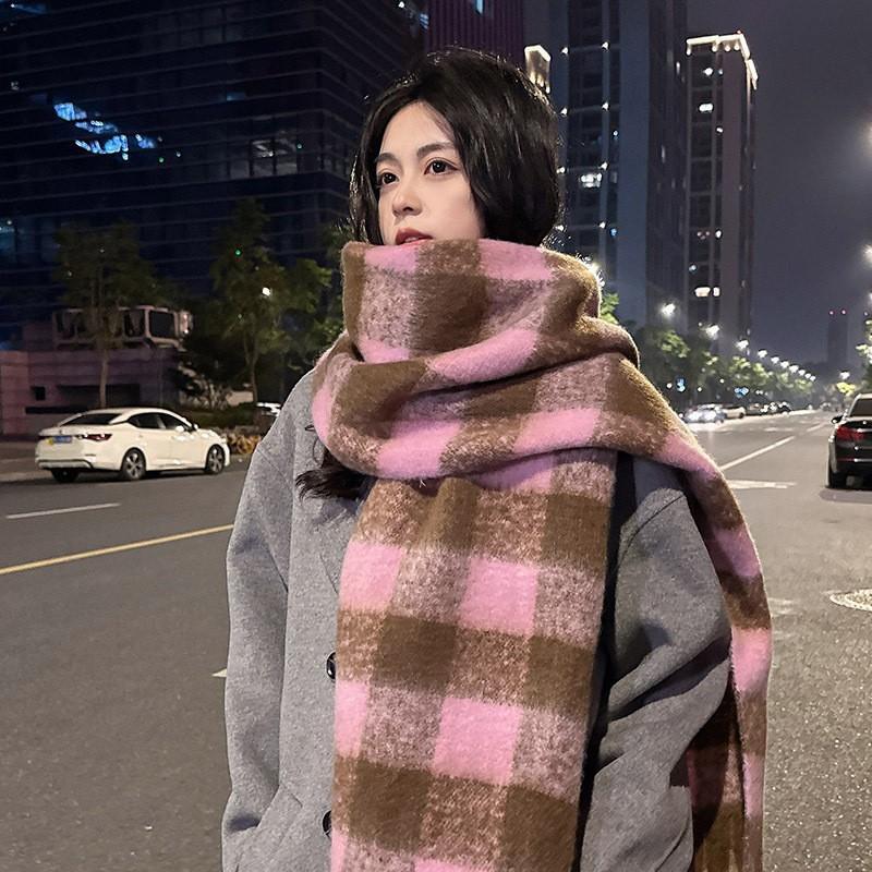 North thickened warm scarf soft waxy couple shawl winter high sense solid color versatile fringed scarf women
