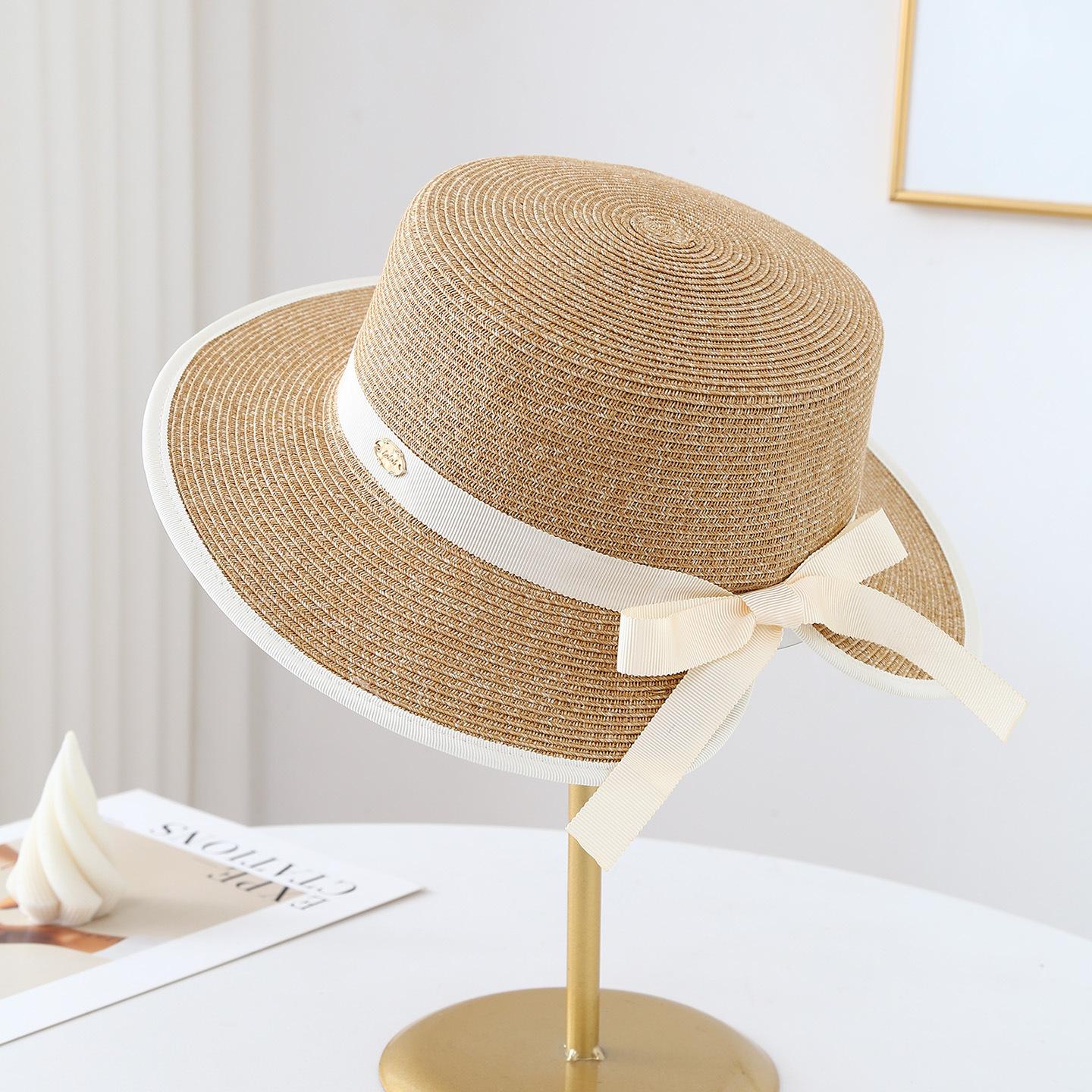 

Women s Straw Bowknot Hat with Wide Brim Summer Foldable Beach Sun Hat for Vacation Gardening Outdoor Activities 56-58cm света кофе