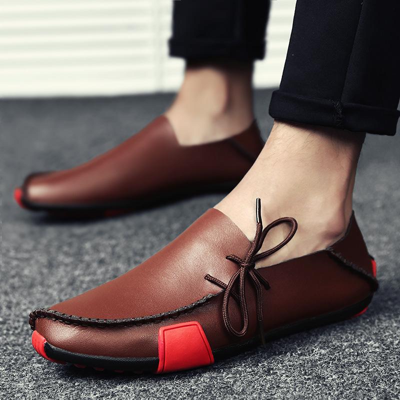 Fashion Men Shoes Brand Fashion Handmade Shoes Male Leather Casual Shoes Driving Moccasin Soft Comfortable Luxury Sneakers Men Flats