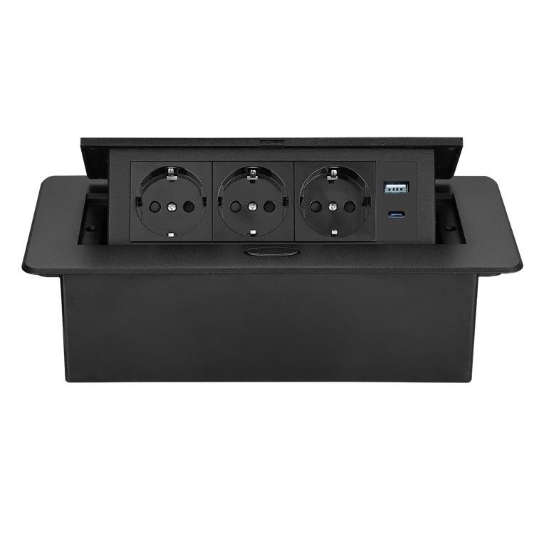EU Standard Pop-up Desktop Power Strip with USB Outlet