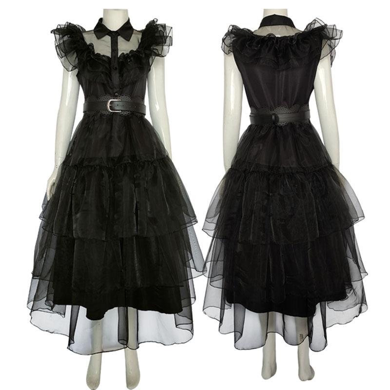 Addams Family Wednesday Costume Anime Ball Women Uniform Outfit Dress Suit