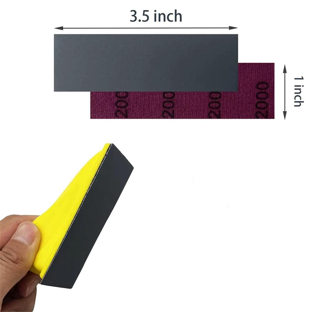 New 3.5x1inch Mini Sandpaper with Hook and Sanding Block 71 Pcs Assorted 400/600/800/1000/1500/2000/3000 Grits for Polishing