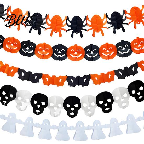 High-quality Halloween Banner 5 Pcs 10FT Banner Spooky Spider Bat Skull Ghost Festive Celebration Pumpkin Hanging Bunting Garland for Party,