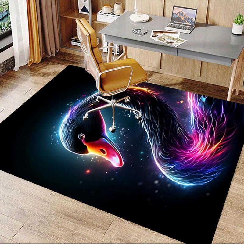 Colorful Swan Chair Mat: Office Carpet, Oversized Rug for Home Decor, Sofa Mat, Desk Pad Gift Suitable for Bedroom, Living Room, Any Room