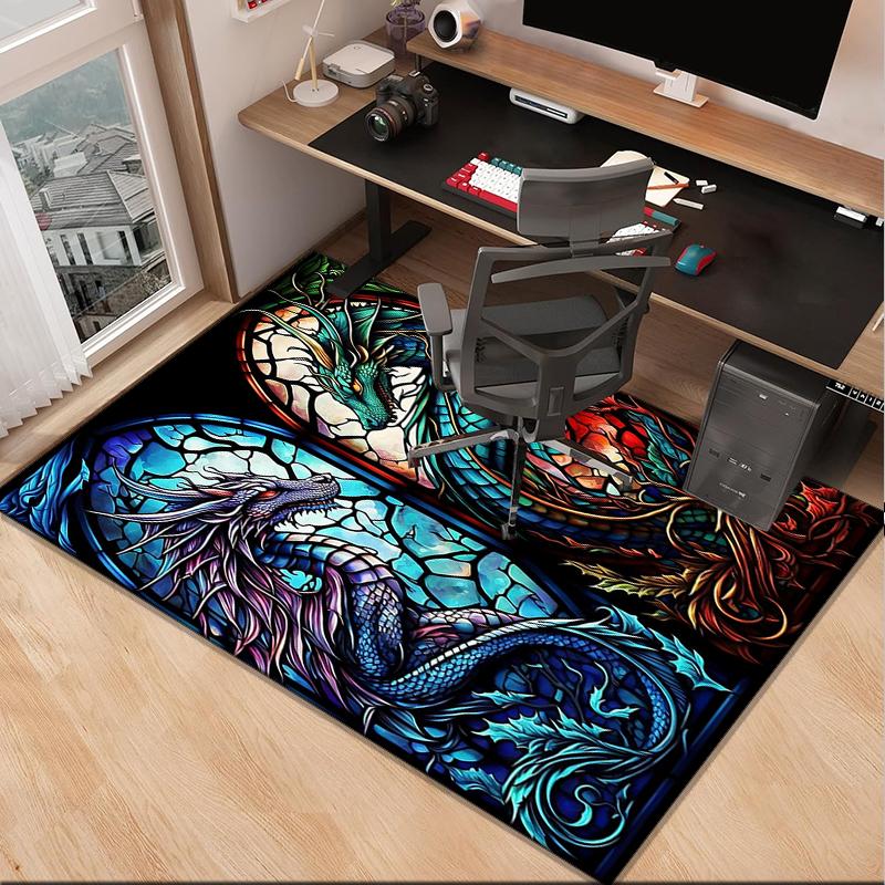 Mythical Dragon Flight Office Rug Chair Mat, Entryway Carpet, Suitable for Front Door, Bedroom, Living Room, Desk, Holiday Gift