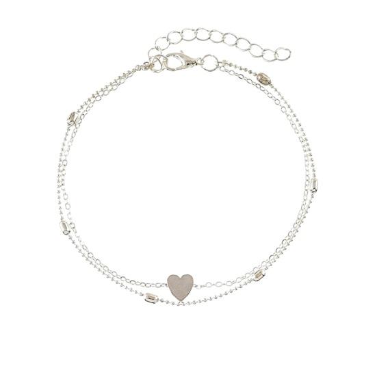 Tobillera para Mujer Cadena Hueca Ajustable Ligera Corazón Cierre de Langosta Doble Capa Cobre Decoración de Tobillo Galvanizada