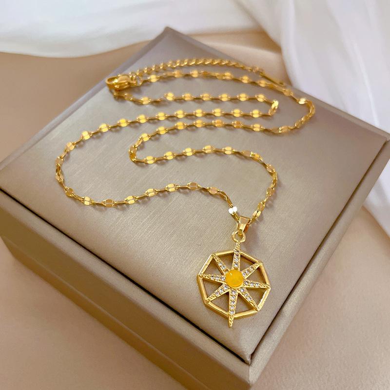 Titanium Steel Light Luxury Tree Of Life Minimalist Furnace Real Gold Necklace Female Collarbone Chain Accessories