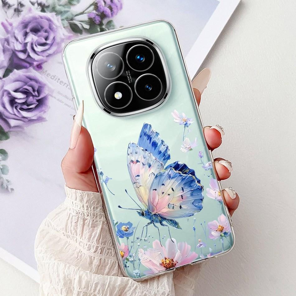 For Xiaomi Redmi Note 14 Pro+ Elegant Floral Butterfly Phone Case For Redmi Note14 Pro Plus 5G Soft Silicone TPU Cases