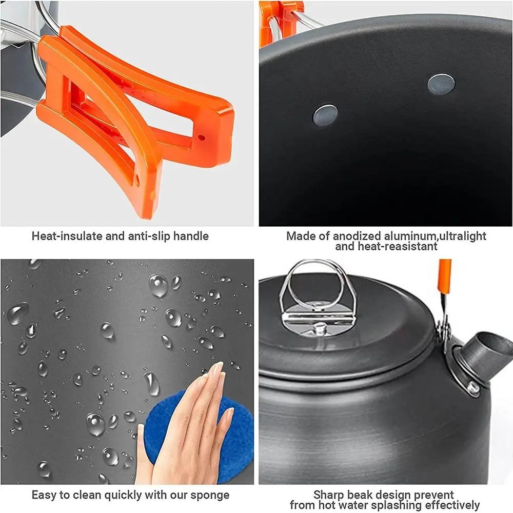 Camping Cookware Accessories Set Aluminum Portable Fish Camping Set Tea Pot Outdoor Tableware Cookset Kit Pan Bowl Kettle Hiking BBQ Picnic Equipment