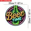 2D Flat 20*20cm1pc Vintage Beer Time Neon Ornament Signage, Good Quality Wall Art Plaque for Bars, Cafes, Bedroom Adorn, Good Quality Housewarming