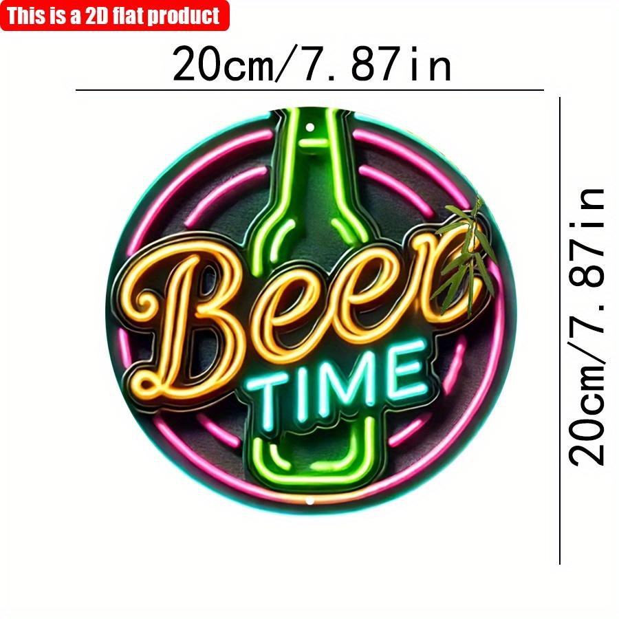2D Flat 20*20cm1pc Vintage Beer Time Neon Ornament Signage, Good Quality Wall Art Plaque for Bars, Cafes, Bedroom Adorn, Good Quality Housewarming
