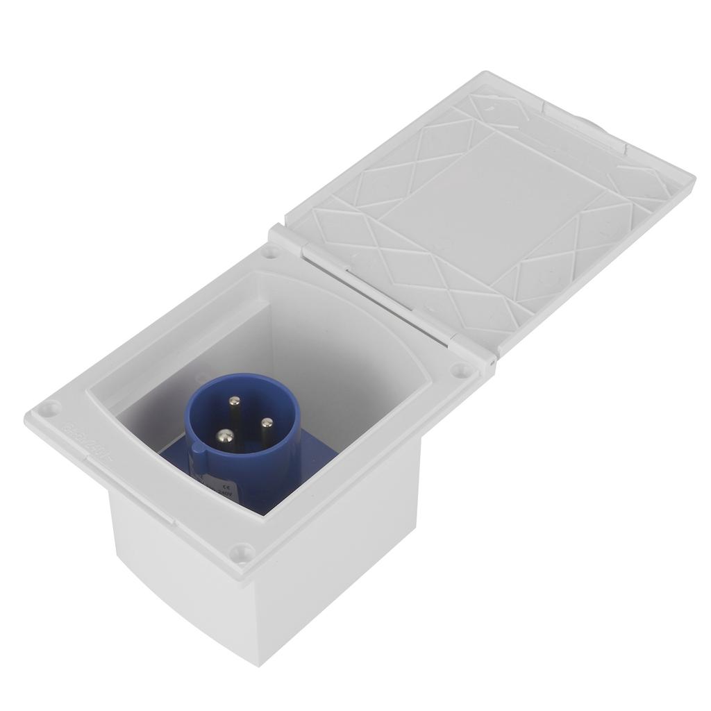 16A 220V‑240V Waterproof Power Outlet External 3Pin Flush Female Socket Plug for RV Motorhome Traile