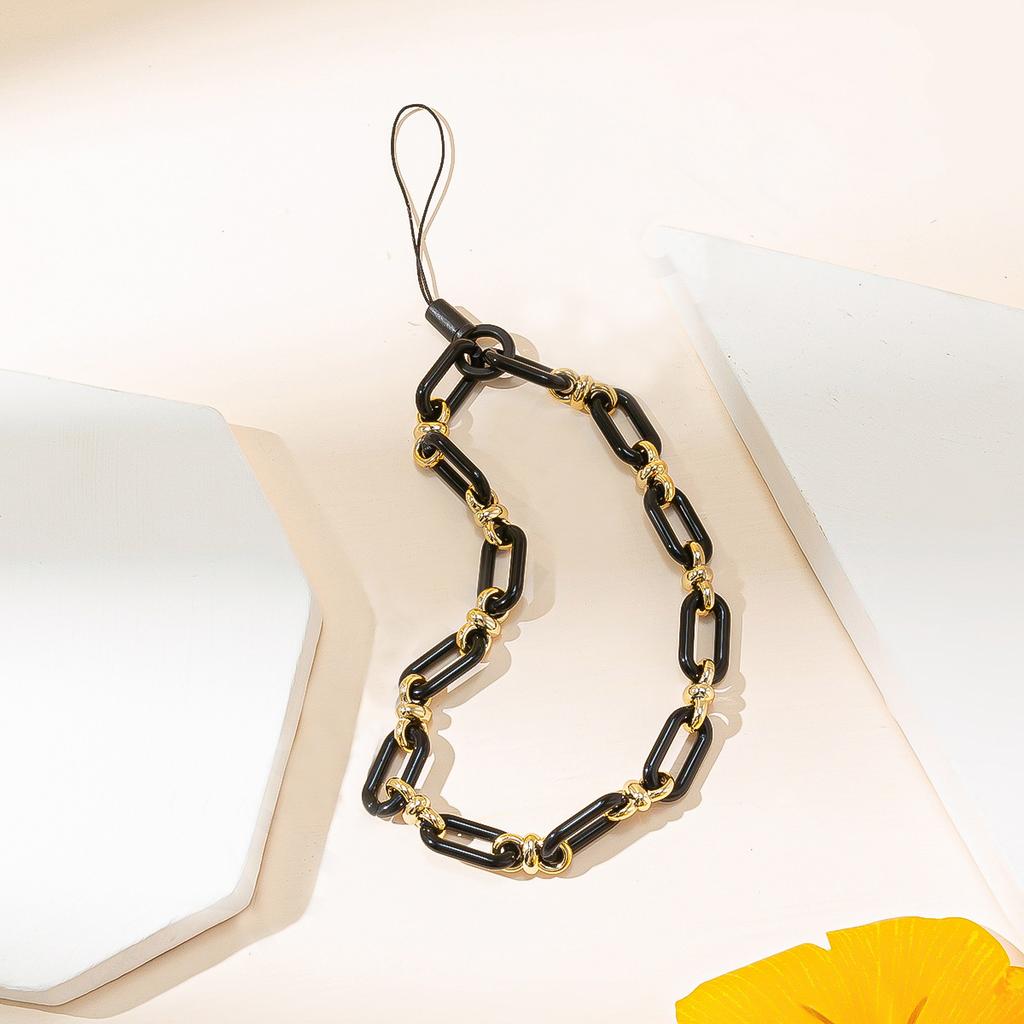 Classic Coloful Cellphone Hanging Cord Simple Metal Acrylic Beaded Mobile Phone Chain For Anti-Loss Telephone Lanyard Tether