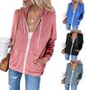 New Long Sleeve Hooded Sweater Women's Drawstring Pocket Zipper Cardigan Jacket