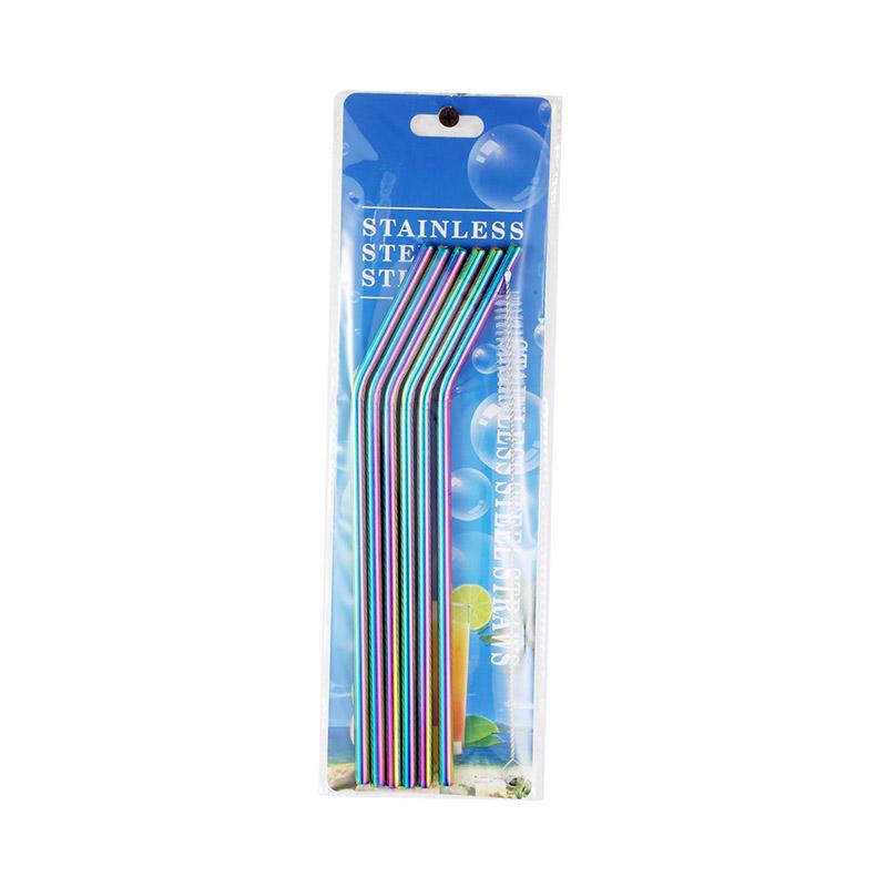 6pcs Metal Reusable 304 Stainless Steel Straws Straight Bent Drinking Straw With Case Cleaning Brush Set Party Bar accessory