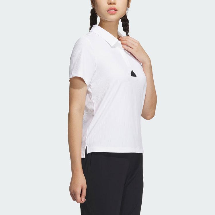 Adidas Cool Touch Sports Polo Shirt With Solid Color Logo Women Tops White IW4848