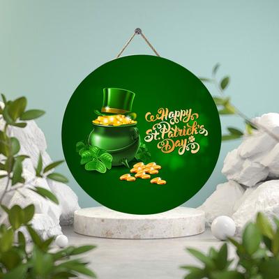 2D Flat 20cm Happy St.patrick's Day Hat Wooden Wall Hanging Decor - Car Balloon Universal Holiday Wooden Pendant, Home Decoration, Welcome Sign Party