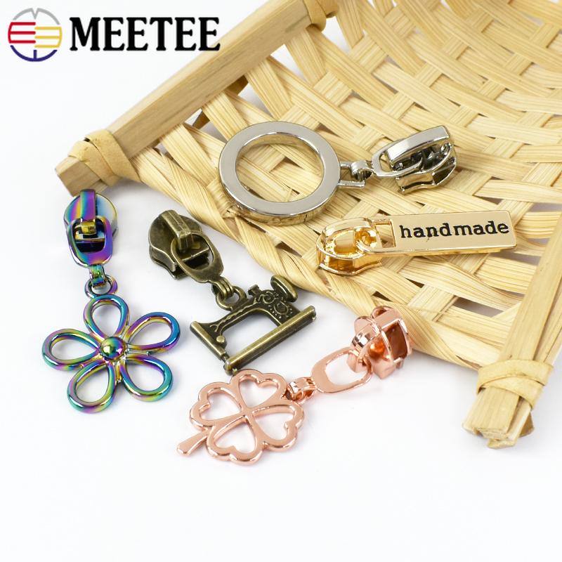 Meetee 5/10/20Pcs 5# Zipper Puller for Nylon Zippers Plastic Coil Zips Slider Heads Repair Kits DIY Garment Sewing Accessories