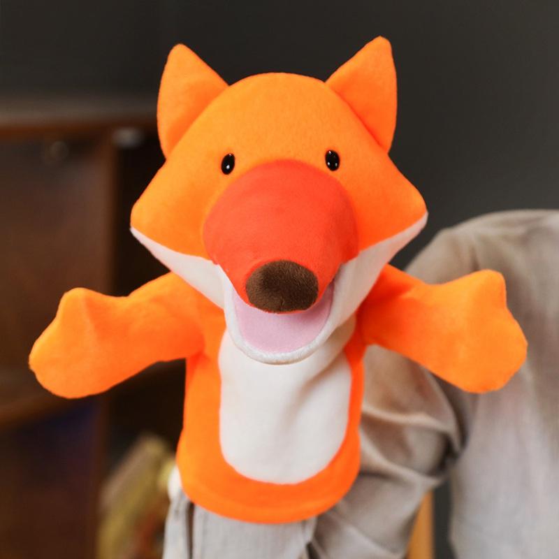 New Funny Glove Crow Foxes Plush Hand Puppets Soft Stuffed Cartoon Telling Learning Funny Accompany Toy Kids Birthday Gift