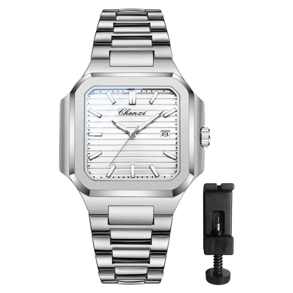 Men's Watch Stainless Steel Calendar Silver 3ATM Waterproof Luminous Analog Display Simple Fashion Quartz Watch Men's Fashion Accessory - Birthday