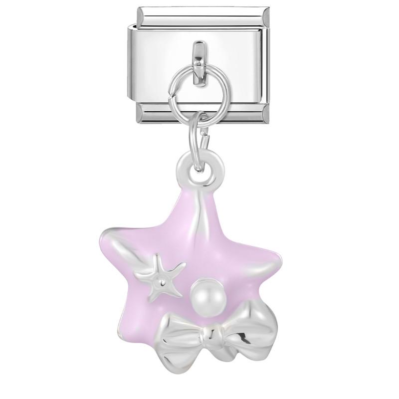 Sweet Pink Flowers Butterfly Tulip Bow Knot Heart Italian Charm Links Fit 9mm Bracelet Stainless Steel Men Women DIY Making Gift