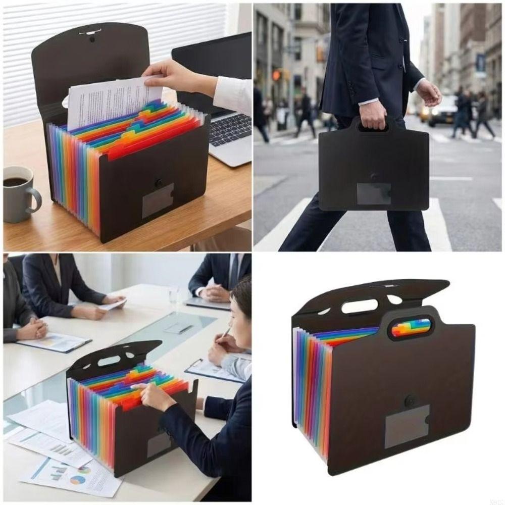 Buckle Closure Expanded File Folders Colorful Inner Pocket File Holder A4 Document Bag  Home