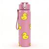 1PC Yellow Rubber Duck Pattern 750ml Color Plastic Sports Water Bottle Leakproof Flip Straw Lid Suitable for Sports Office Home Use