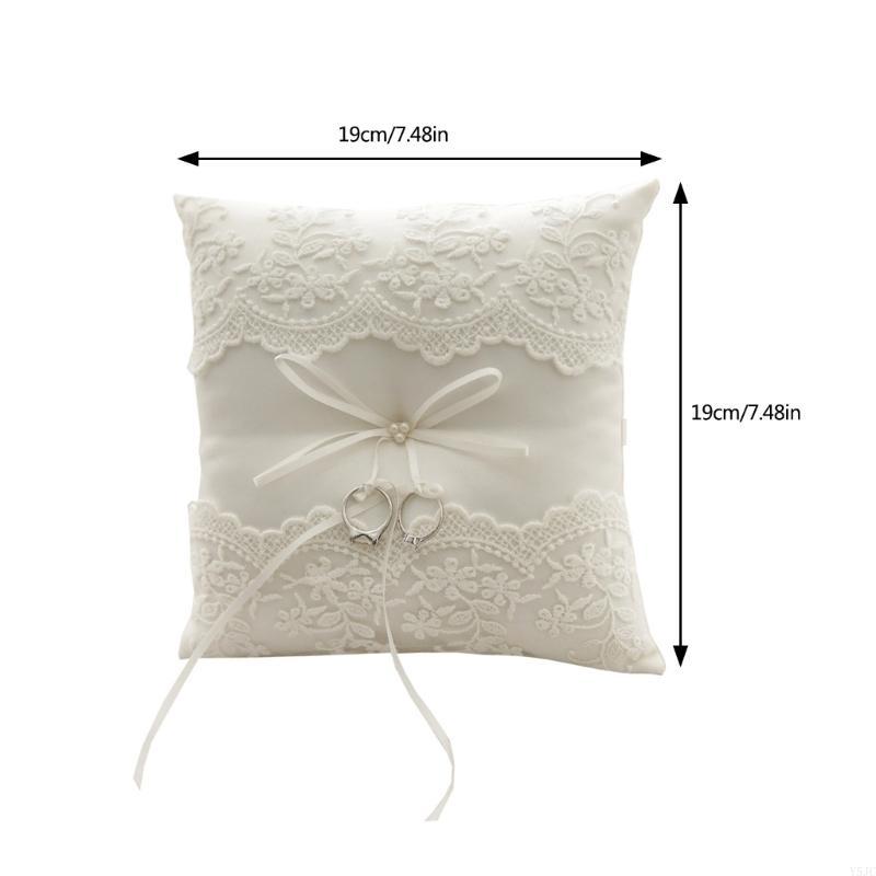 Y5JC Elegant Laces Wedding Rings Pillow Bearers Cushions for Ceremony and Photography