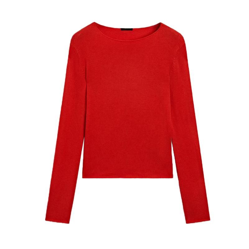 MD Fall and Winter New Women's Clothing Fashion Wind Casual Red Soft Glutinous Long Sleeves Sweater Base Knitwear 5714622