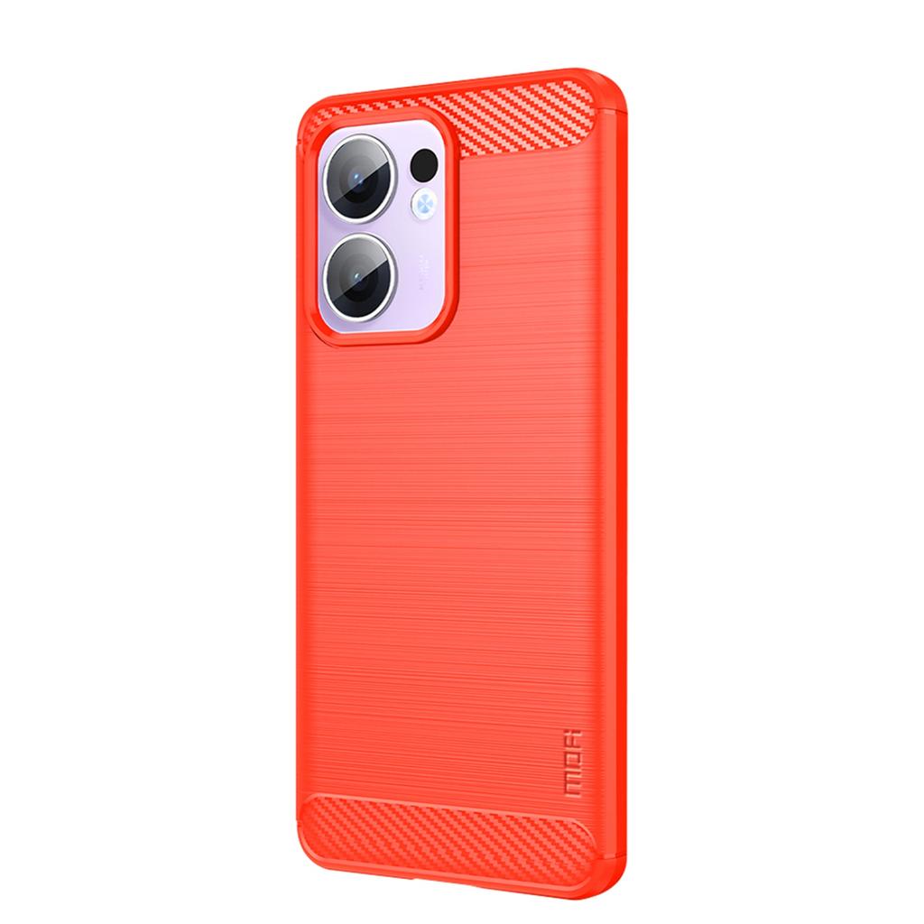 Für Oppo Reno13 F 4G/Oppo Reno13 F 5G Rückseite MOFI Gebürstete Textur Kohlefaser Weiche TPU Hülle