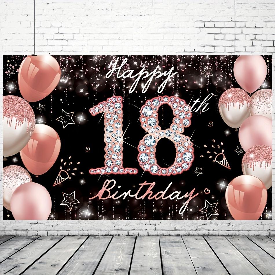 Buon 18° Compleanno Sfondo Scintillante Oro Rosa Decorazione Festa di Compleanno Palloncino Scintillante Oro Rosa Nero Articoli per Feste Striscione