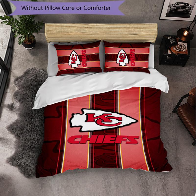 Set Biancheria da Letto in Microfibra con Fantasia Kansas City Chiefs 3 Pezzi Copripiumino Decorativo per Camera da Letto Uso Domestico
