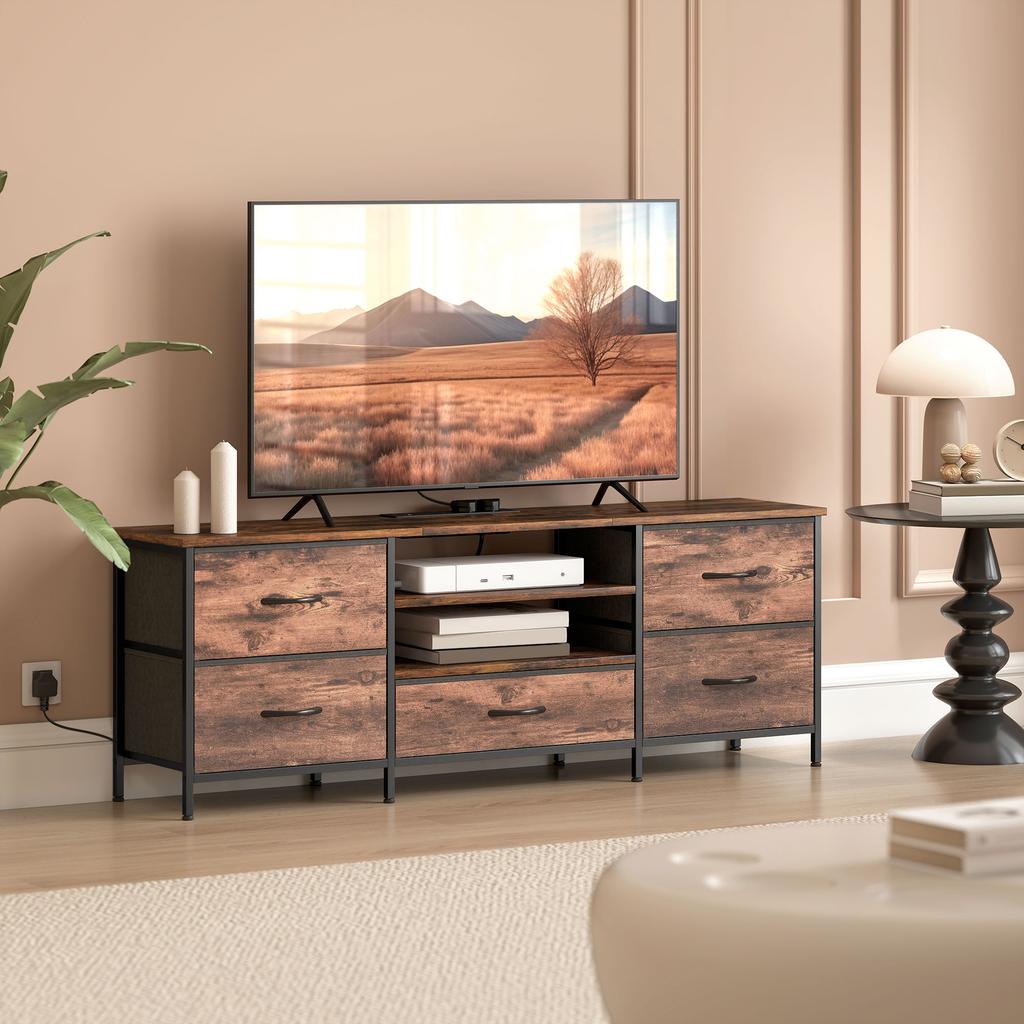 Multi-Storage Industrial TV Stand - Brown/Grey/Black